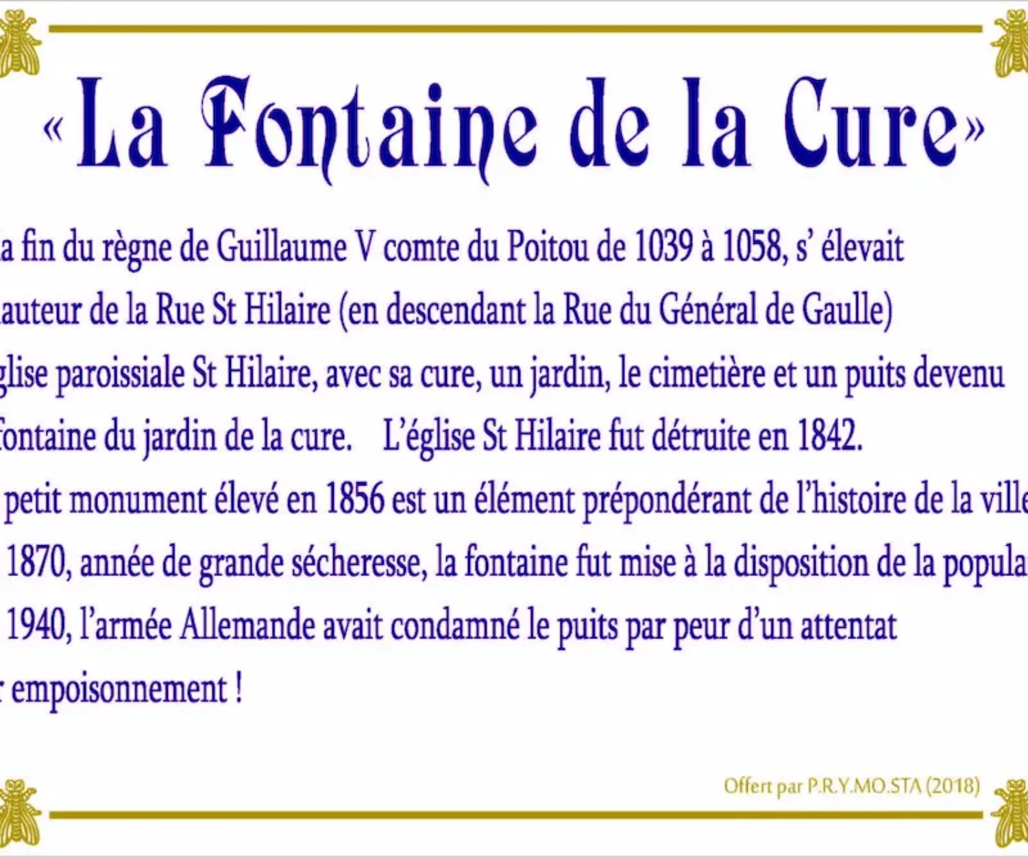 LA FONTAINE DE LA CURE